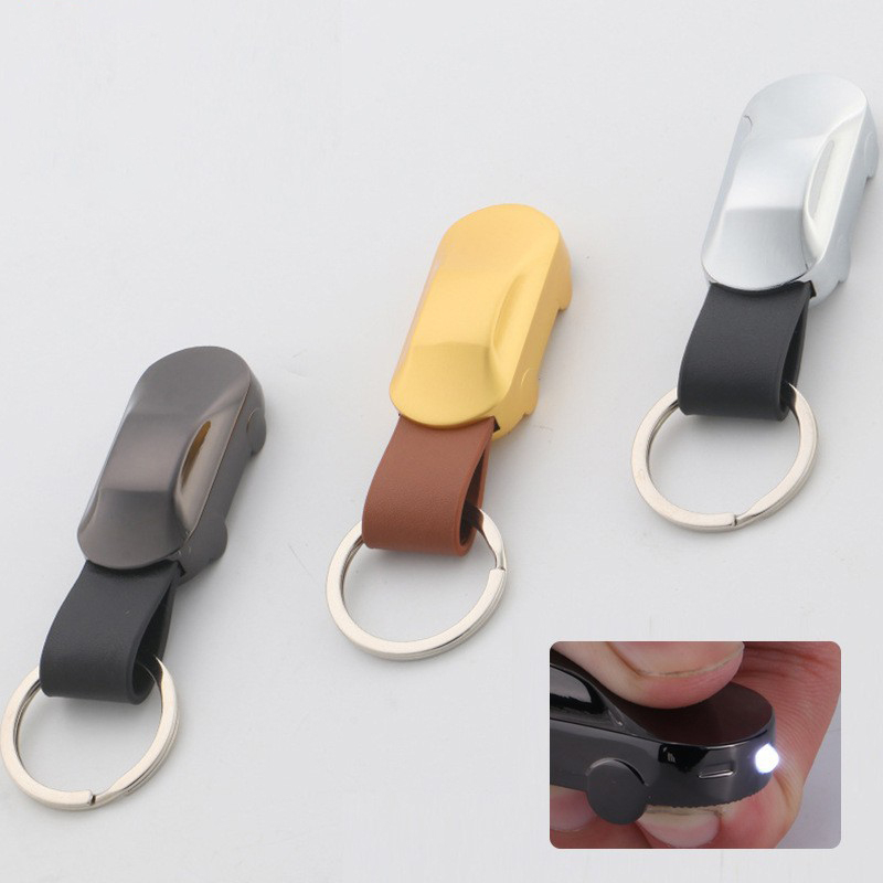 Metal LED light car model keychain 